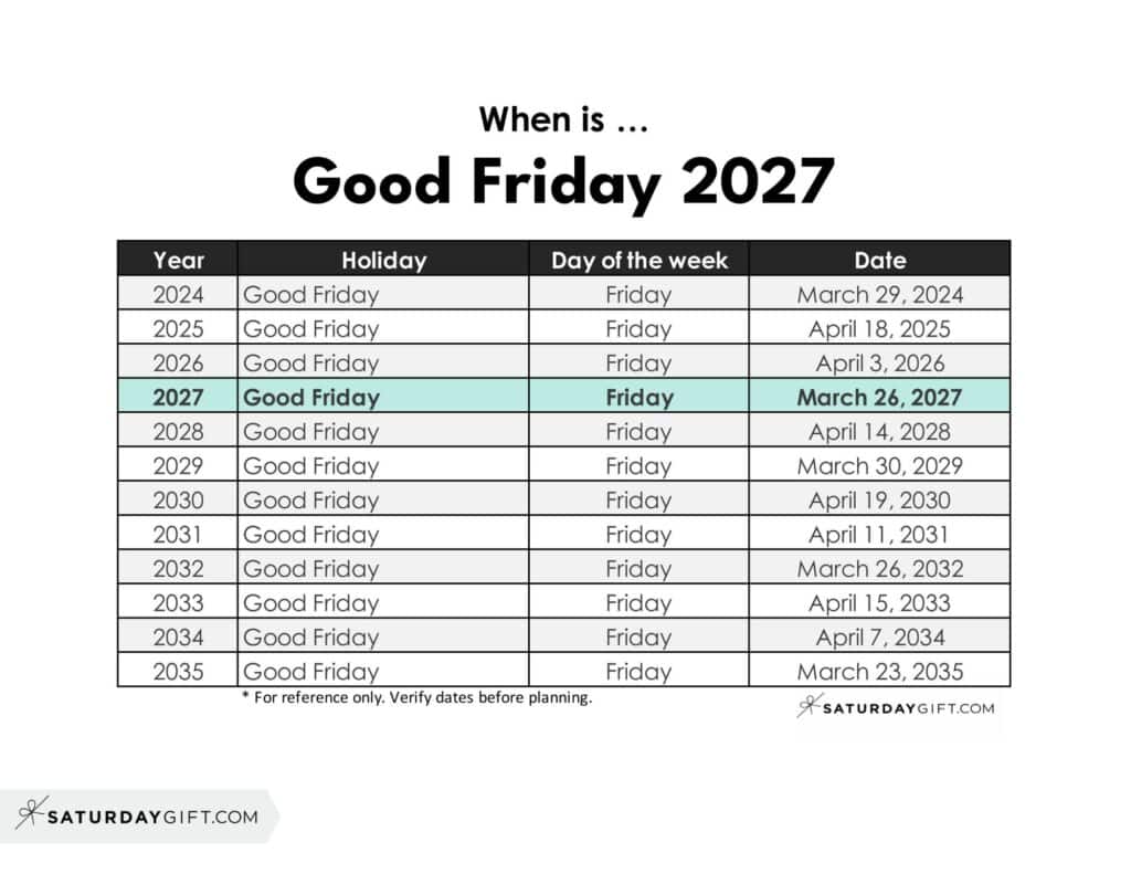 When is Good Friday 2027 | SaturdayGift