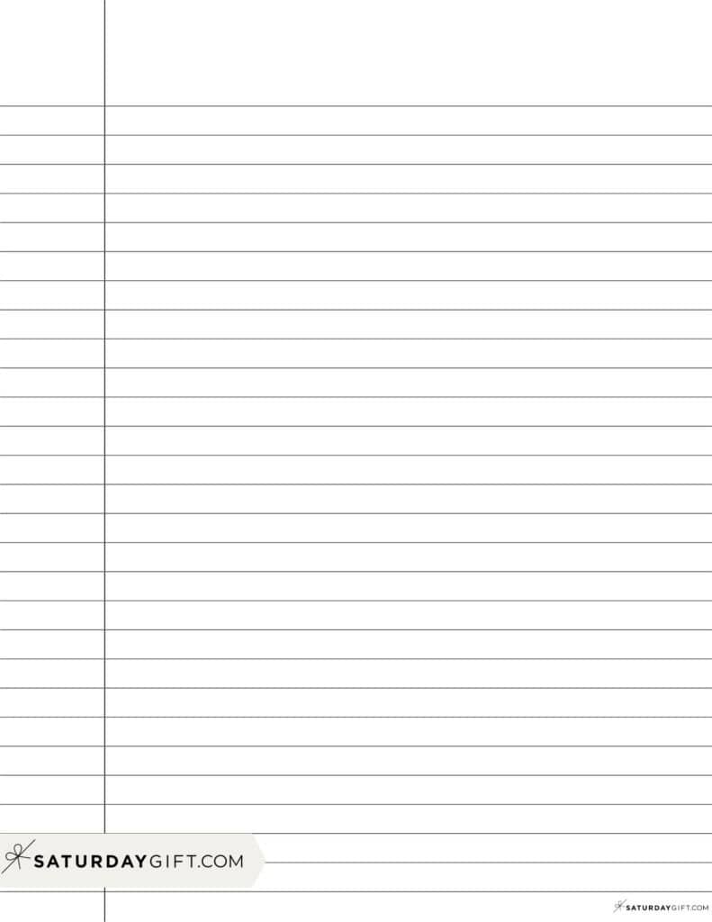 Wide ruled paper with black margin - 11/32 inch paper | SaturdayGift