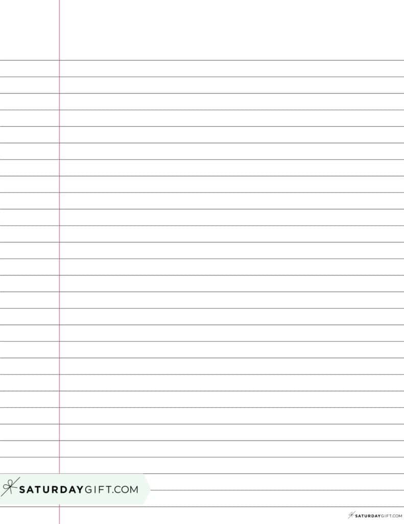 Wide ruled paper with red margin - 11/32 inch paper | SaturdayGift