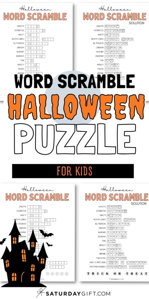 Word Scramble Halloween Puzzle - For Kids | SaturdayGift
