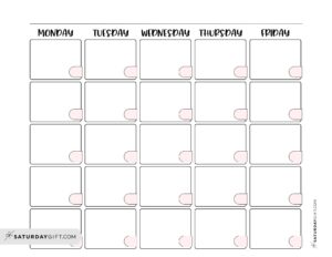 Blank Calendar templates - 29 Cute &amp; Free Printables | SaturdayGift