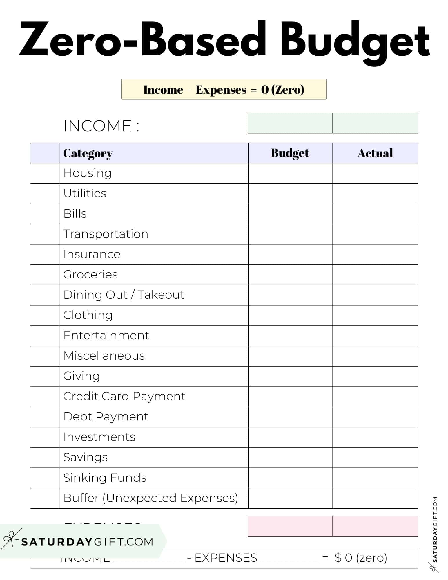 Zero Based Budget Template 7 Cute Free Printables (  Tips)